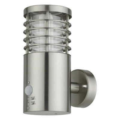 First Choice Lighting Bloom Stainless Steel Clear IP44 Outdoor Sensor Wall Light
