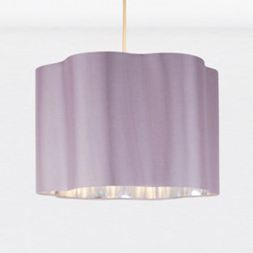 First Choice Lighting Blush Pink with Chrome Inner Scalloped Pendant Shade