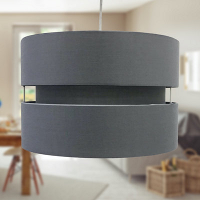 First Choice Lighting Bright Grey 30 cm Easy Fit Fabric Pendant Shade