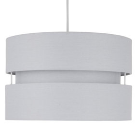 First Choice Lighting Bright Light Grey 30 cm Easy Fit Fabric Pendant Shade