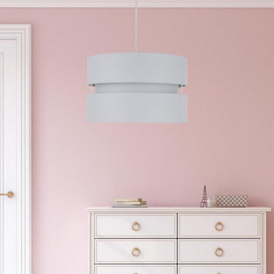 First Choice Lighting Bright Light Grey 30 cm Easy Fit Fabric Pendant Shade
