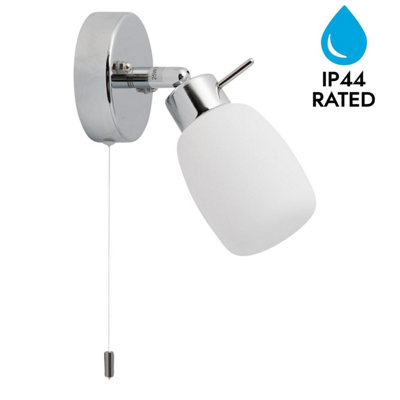 First Choice Lighting Brom Chrome Opal Glass IP44 Pull Cord Bathroom ...