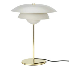 First Choice Lighting Bruntsfield Brass Warm Grey Table Lamp