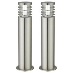 First Choice Lighting Brushed Stainless Steel Mains-powered 1 lamp LED Outdoor 2 faces Post light (H)500mm