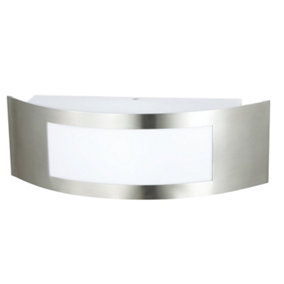 First Choice Lighting Camden Stainless Steel Clear IP44 Curved Outdoor Wall Washer Light