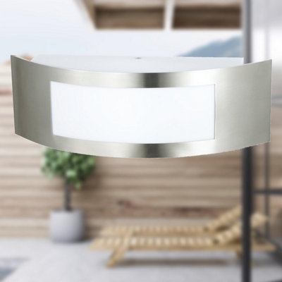 First Choice Lighting Camden Stainless Steel Curved Outdoor Wall Light