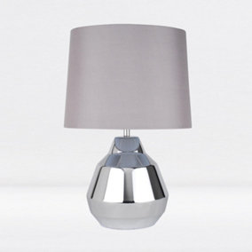 First Choice Lighting Cara Chrome Grey Touch 39 cm Table Lamp With Shade