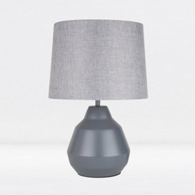 First Choice Lighting Cara Grey Touch 39 cm Table Lamp With Shade