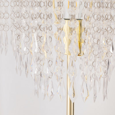 First Choice Lighting Cascada Gold and Acrylic Crystal Jewelled Floor Lamp