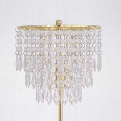 First Choice Lighting Cascada Gold and Acrylic Crystal Jewelled Table Lamp