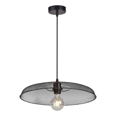 First Choice Lighting Cassidy Large Black Mesh Ceiling Pendant Light