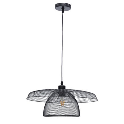First Choice Lighting Cassidy Large Layered Black Mesh Ceiling Pendant ...