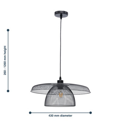 First Choice Lighting Cassidy Large Layered Black Mesh Ceiling Pendant ...
