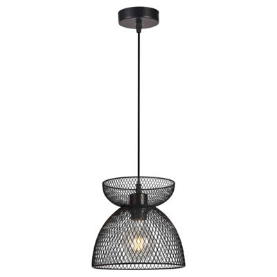 First Choice Lighting Cassidy Medium Layered Black Mesh Ceiling Pendant Light