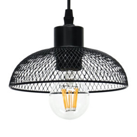 First Choice Lighting Cassidy Small Black Mesh Easy Fit Metal Pendant Shade