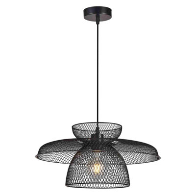 First Choice Lighting Cassidy Three Tier Black Mesh Ceiling Pendant Light