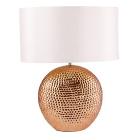 First Choice Lighting Celt Copper White Ceramic Table Lamp With Shade