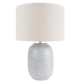 First Choice Lighting Ceramic Grey Natural Ceramic Table Lamp With Shade