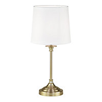 First Choice Lighting Chester Antique Brass White Table Lamp With Shade