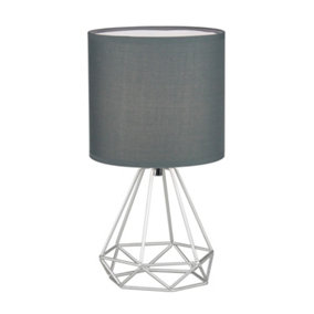 First Choice Lighting Christie Silver Grey Table Lamp With Shade