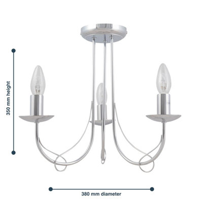 First Choice Lighting Chrome 3 Way Ceiling Fitting with Loop Scroll Detail