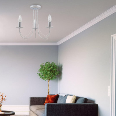 First Choice Lighting Chrome 3 Way Ceiling Fitting with Loop Scroll Detail