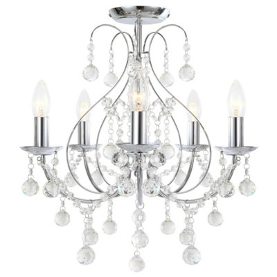 First Choice Lighting Chrome 5 Light Crystal Chandelier