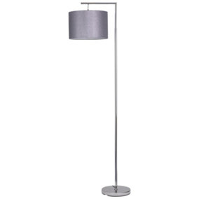 First Choice Lighting Chrome Angled Floor Lamp with Grey Glitter Shade