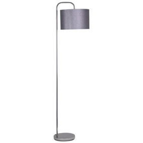 First Choice Lighting Chrome Arched Floor Lamp with Grey Glitter Shade