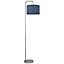 First Choice Lighting Chrome Arched Floor Lamp with Navy Blue Laser Cut Shade