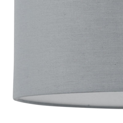 First Choice Lighting Chrome Arched Table Lamp with Grey Cotton Shade