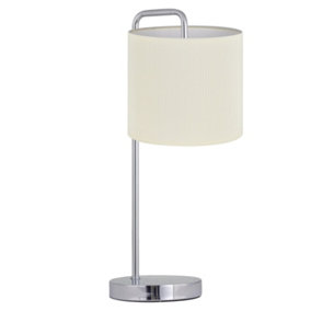 First Choice Lighting Chrome Arched Table Lamp with White Micropleat Shade