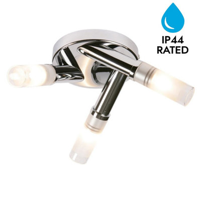 First Choice Lighting Chrome IP44 Bathroom Triple Ceiling Light