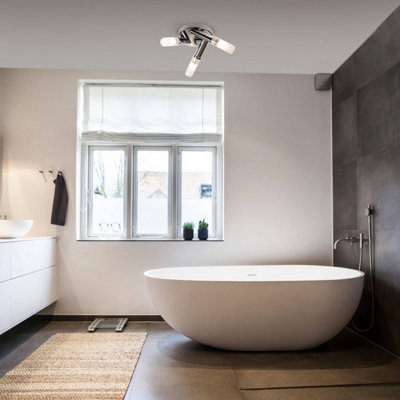 First Choice Lighting Chrome IP44 Bathroom Triple Ceiling Light