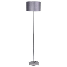 First Choice Lighting Chrome Stick Floor Lamp with Grey Glitter Shade