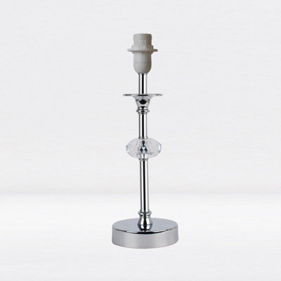 First Choice Lighting Chrome Stick Table Lamp Base with Facet Detail