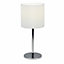 First Choice Lighting Chrome Stick Table Lamp with White Micropleat Shade