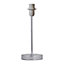 First Choice Lighting Chrome Stick Table Lamp with White Micropleat Shade