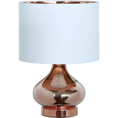 First Choice Lighting Clarissa 40cm Gold Glass Table Lamp with White Shade