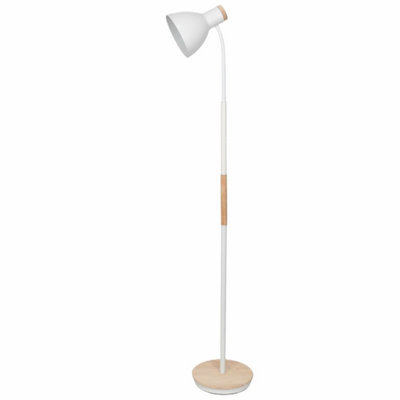 First Choice Lighting Clark White Wood Floor Reading Lamp | DIY At B&Q