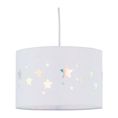 First Choice Lighting Clayton White Easy Fit Fabric Pendant Shade with Star Cut Out