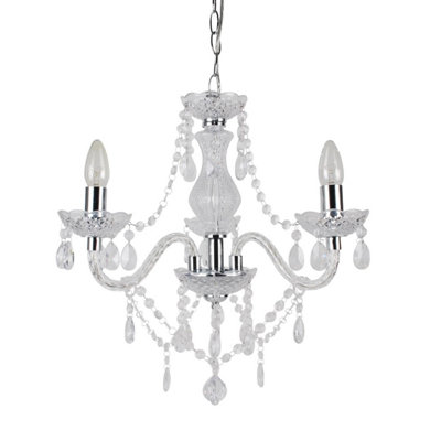 First Choice Lighting Clear and Chrome Marie Therese Style 3 x 40W Chandelier