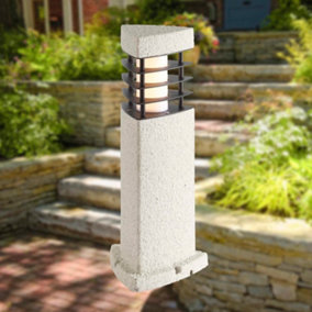 First Choice Lighting Clifton Grey Stone Effect IP44 LED Outdoor 50cm Post Light