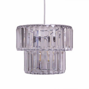 First Choice Lighting Clint - Chrome Clear Easy Fit Fabric Pendant Shade