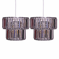 First Choice Lighting Clint Chrome Smoked Easy Fit Fabric Pendant Shade