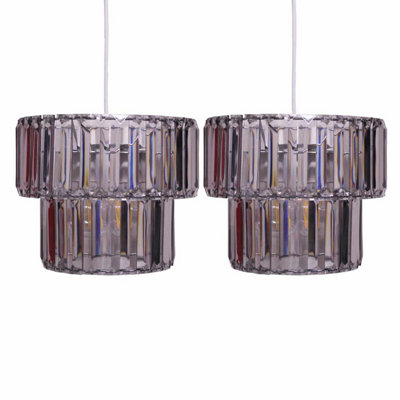 First Choice Lighting Clint Chrome Smoked Easy Fit Fabric Pendant Shade