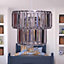 First Choice Lighting Clint Chrome Smoked Easy Fit Fabric Pendant Shade