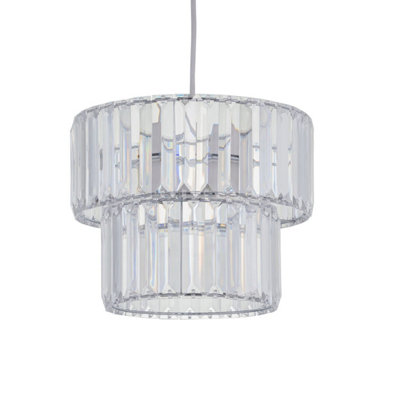 First Choice Lighting Clint Clear Acrylic Crystal Two Tier Easy Fit Pendant Shade