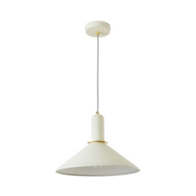First Choice Lighting - Corben Matt White Ceiling Pendant with Brushed Gold Detail