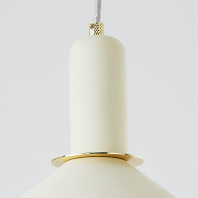 First Choice Lighting - Corben Matt White Ceiling Pendant with Brushed Gold Detail